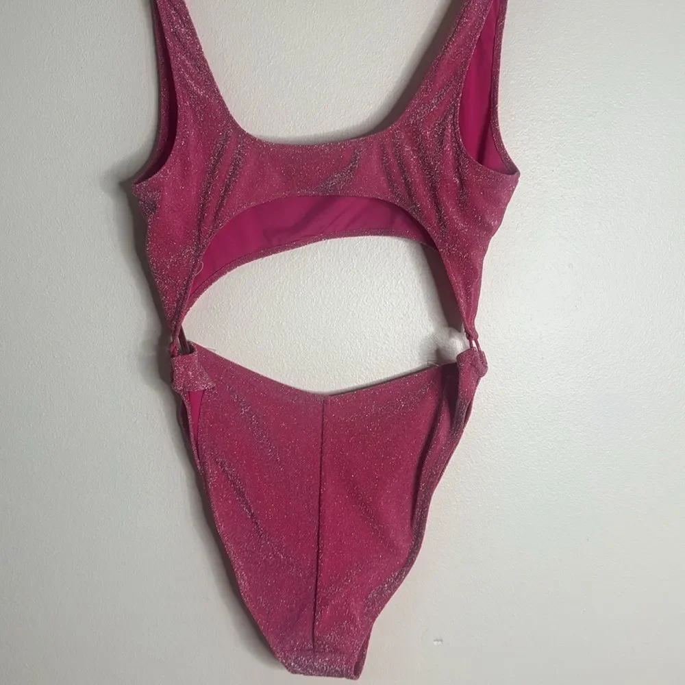 Skims pink‎ glitter sparkle sexy cutout monokini swimsuit one piece size 3X